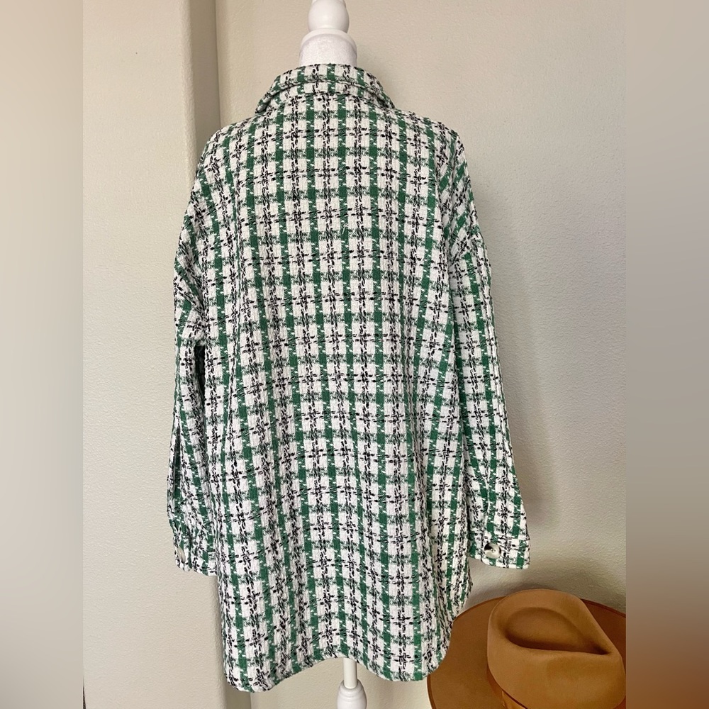 Clueless Preppy Kelley Green Tweed Shacket - Picture 7 of 7